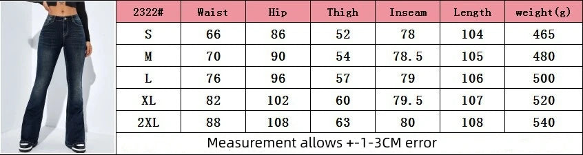 2023 Autumn and Winter High Stretch Boot Cut Jeans for Women Fashion Slim Denim Flare Pants Casual Ladies Trousers S-2XL