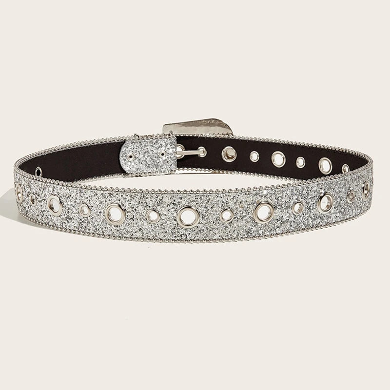 M2EA Goth for rhinestone Belts Women PU Leather Strap for rhinestone Belts Western Cowboy Y2K Girls Fashion Belt for Jeans Men